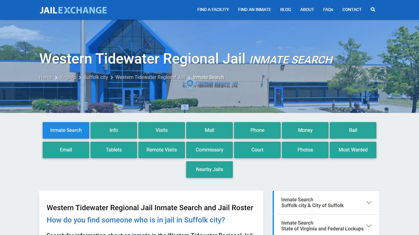 Western Tidewater Regional Jail Inmate Search - Jail Exchange